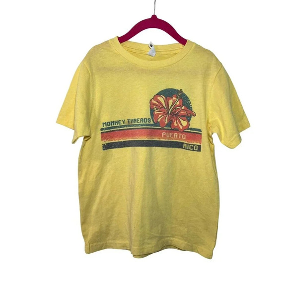 Next Level Apparel Girls T Shirt Small 6/7 Monkey Threads Puerto Rico Flower Top - Picture 1 of 5